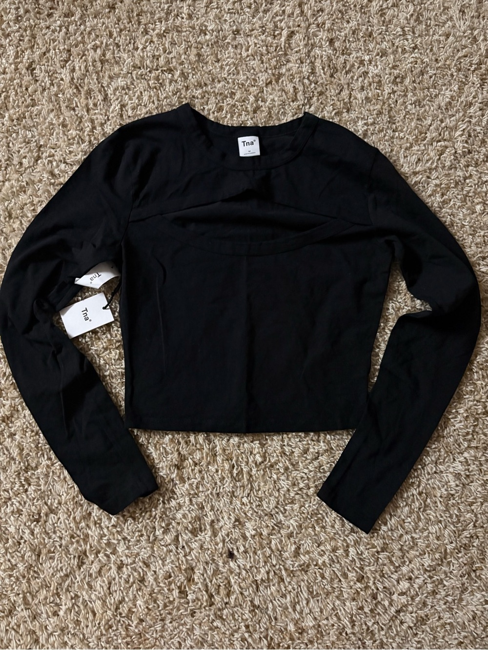 TNA Chill Costa Black Long Sleeve Cropped Top